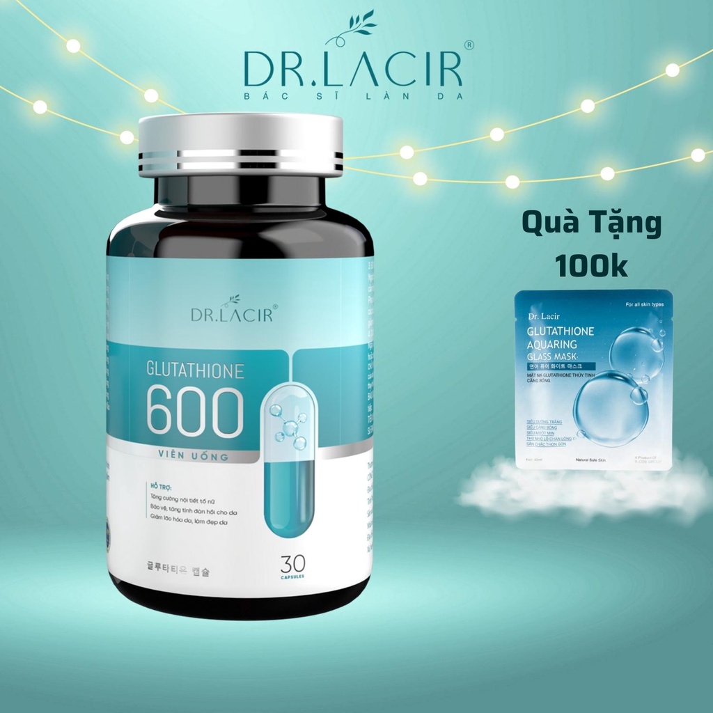 Combo Glutathione 600 Viên Uống Trắng Da Dr lacir chính hãng và Mặt nạ Glutathione LM42