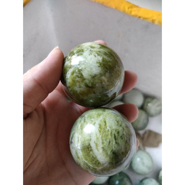 Cặp Bi Đá Spentine Để Lăn Tay Cực Tốt