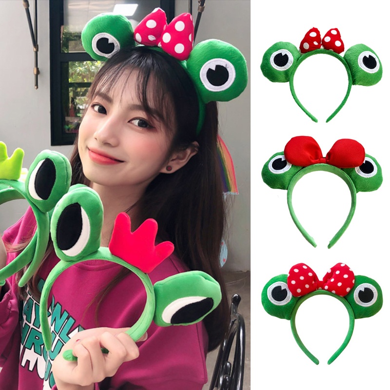 Flgo Băng Đô Rửa Mặt Bằng Vải Lông Nhung Họa Tiết Ếch Hoạt Hình Đáng Yêu Dành Cho Tiệc Tù