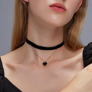 Vòng cổ 2 lớp mặt hình trái tim thời trang cho nữ