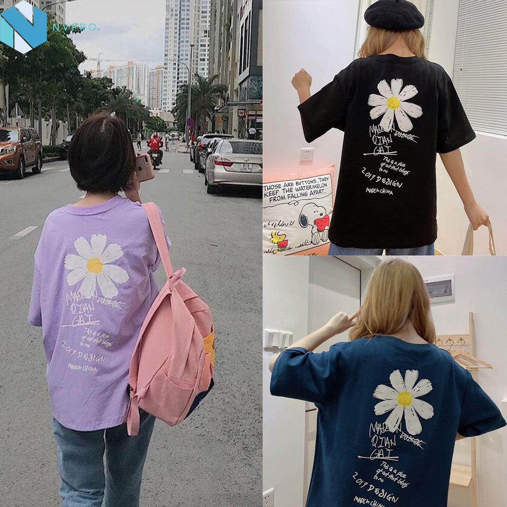 Áo thun tay lỡ UNISEX hoa MARGARET iu thương sắc tím nồng nàn A083