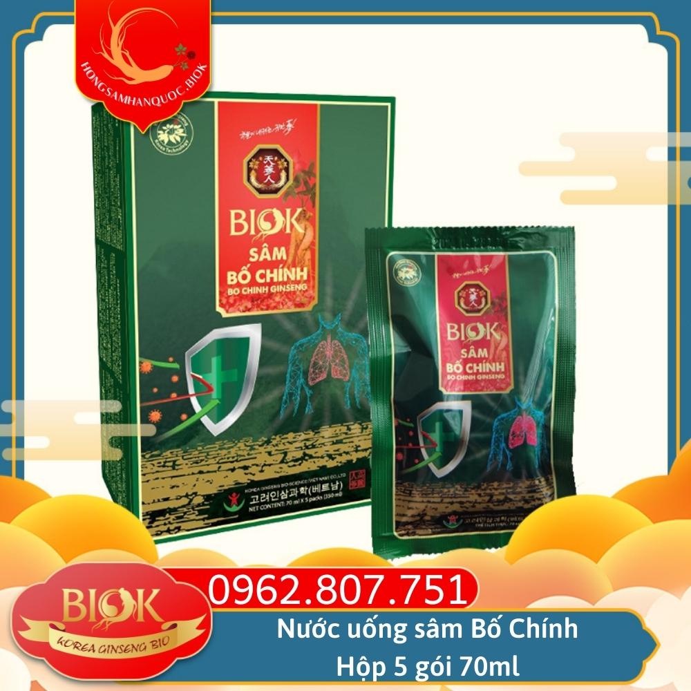 Nước uống Sâm Bố Chính Biok chính hãng 5 gói 70ml, Chiết xuất sâm uống hỗ trợ sức khỏe, nước sâm cao cấp