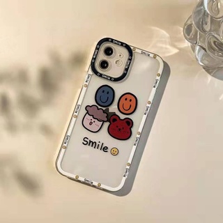 Ốp lưng iPhone silicon mềm trong suốt cạnh vuông hình mặt cười dễ thương cho iphone 13 pro max 12 pro max 11 7/8 Plus