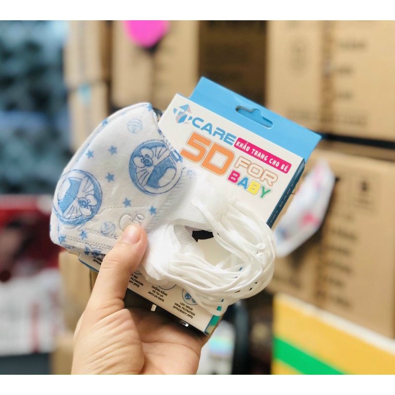 Hộp 10 cái khẩu trang y tế em bé 5D TT care for baby cho bé 1-6 tuôie