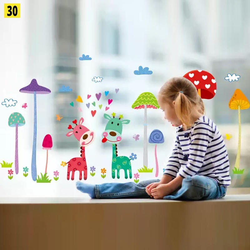 Tranh decal dán tường tiếng anh và các loại động vật 💥FREESHIP💥  decal dán tường cho bé trang trí phòng rẻ đẹp