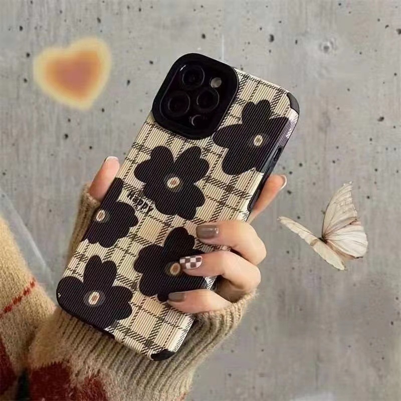 Ốp Điện Thoại Họa Tiết Hoa Trà Đen Sang Trọng Cho iPhone13 / 14 promax 12 11 x / xr