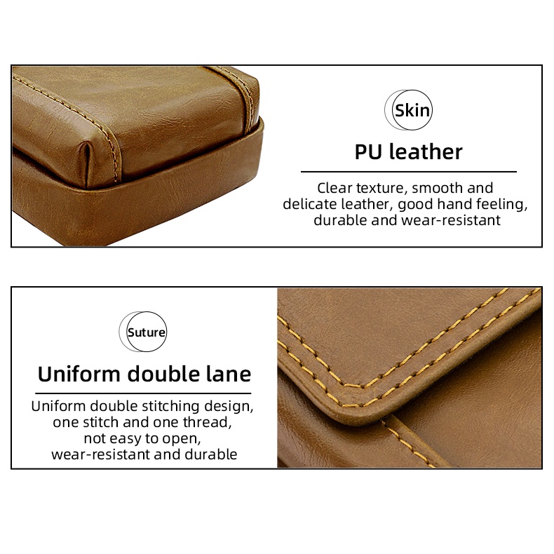 Túi da PU đựng điện thoại di động 7.2 inch có khóa kéo