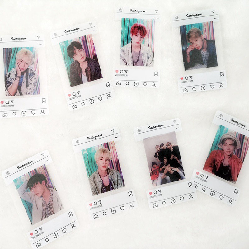 Bộ 8 tấm card nhựa PVC trong suốt in hình các thành viên BTS