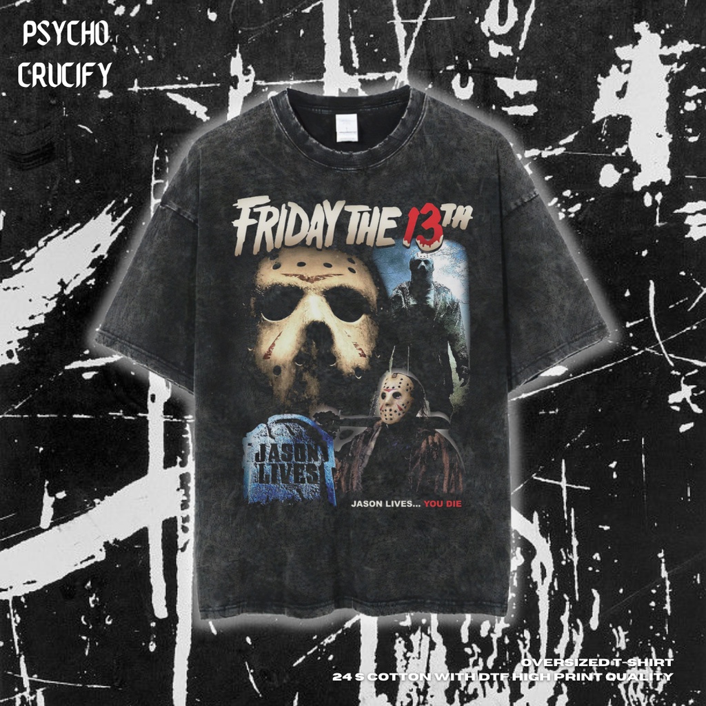 Áo Thun Quá Khổ "Friday The 13th" Tâm lý | Đá Rửa Đá | Áo Thun In Chữ Friday The 13th Cá Tính Hợp Thời Trang | Áo Thun Oversize | Phong Cách Cổ Điển | Áo