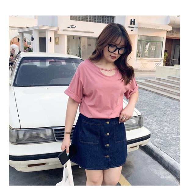 Áo thun big size tay lỡ cổ tròn choker size 65-95kg 2021