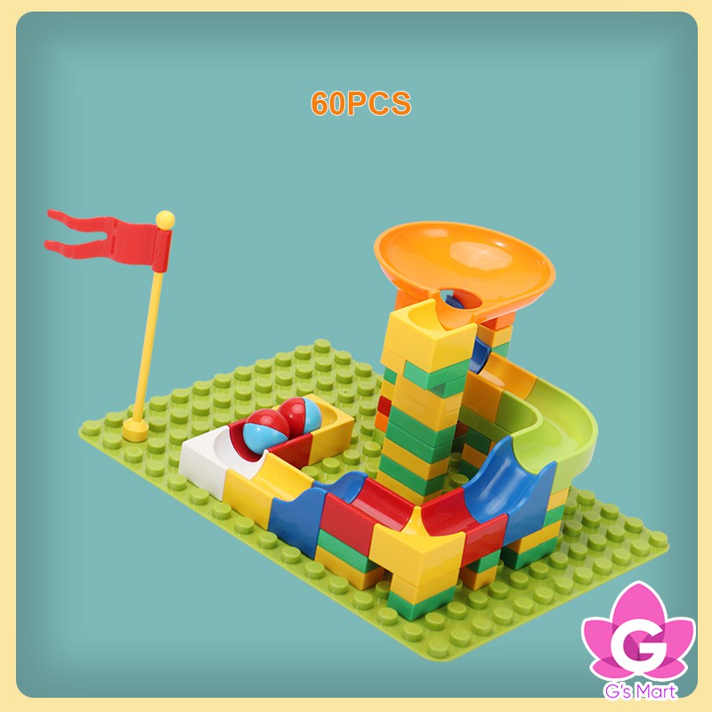 Đồ chơi lắp ghép Cầu trượt của những viên bi 60 chi tiết hạt lớn - tương thích đồ chơi duplo