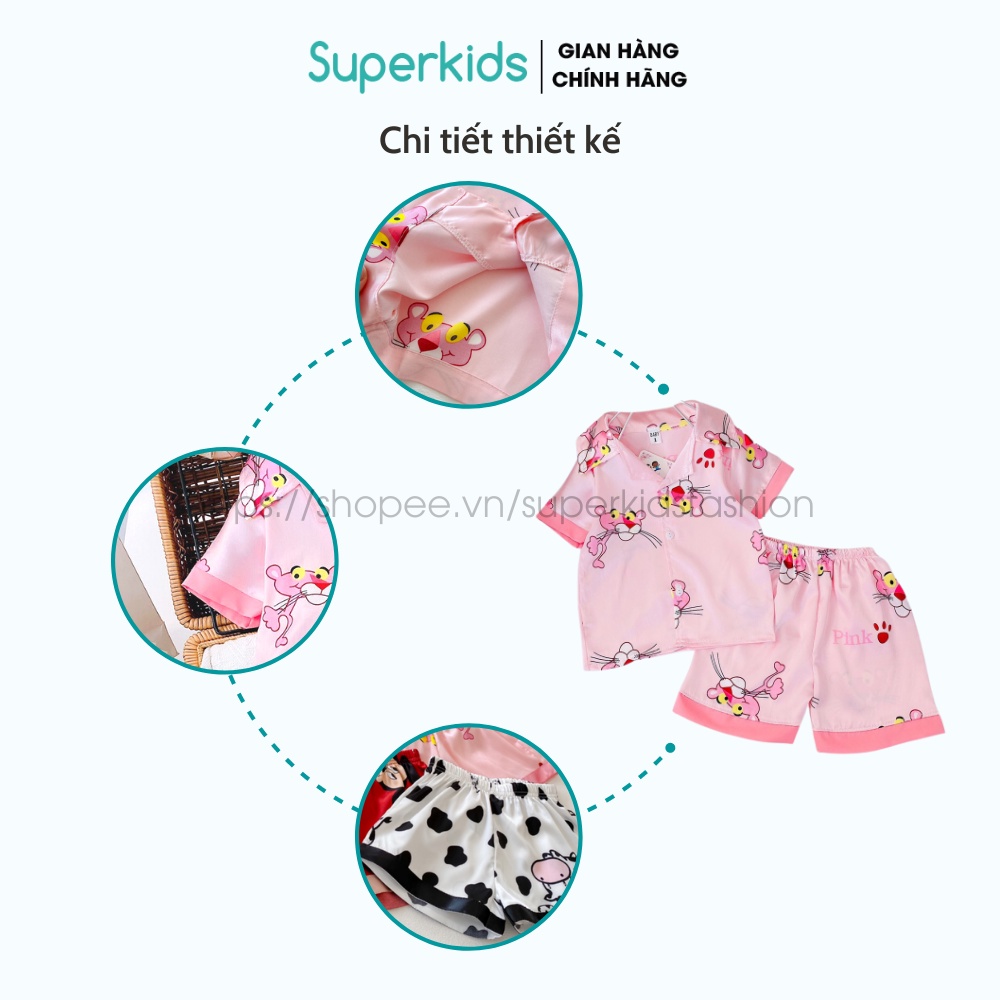 Bộ Pijama lụa cao cấp cho bé gái 8-22kg QATE803