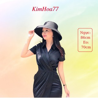 Đầm sơ mi freesize chất kate lụa xếp ly chéo eo kimhoa77