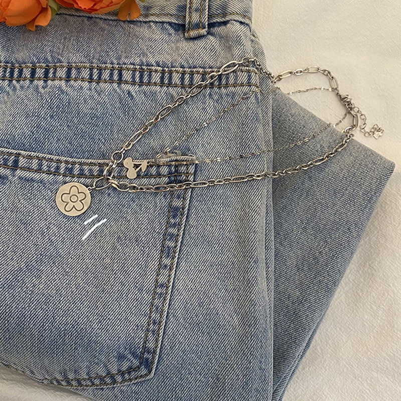 Vòng cổ bằng thép titan hai lớp mặt hình hoa thời trang cho nữ