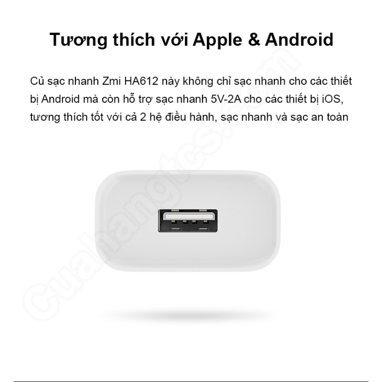 Củ sạc nhanh 18W Zmi xiaomi HA612 Cốc sạc nhanh Xiaomi