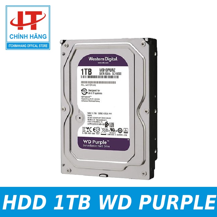 Ổ Cứng WD Purple 1T - Hàng - Chuyên Dụng Cho Đầu Ghi Hình