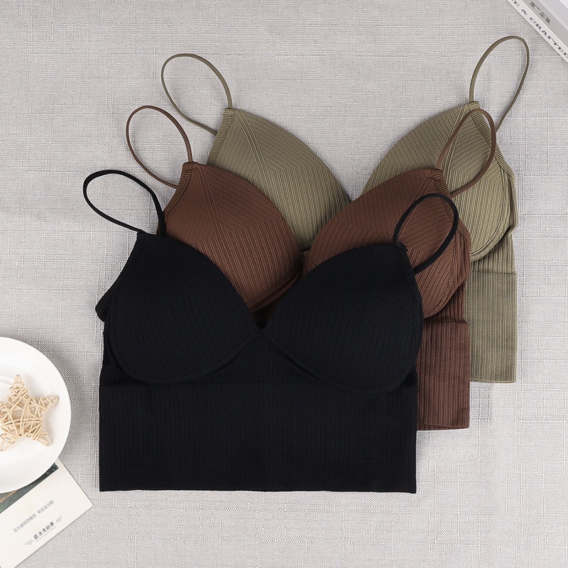 Áo Lót Ống Cotton Cổ Chữ V Gợi Cảm Thời Trang / Áo Lót Có Dây Mềm Mại Thoải Mái Tích Hợp / Áo Lót Không Gọng Đồng Thau / Co Giãn Cho Nữ