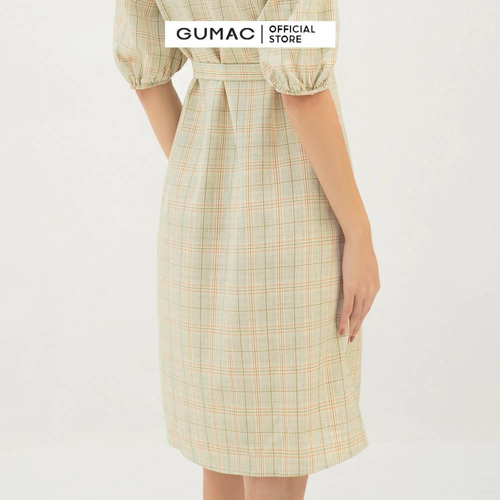 Đầm nữ suông họa tiết caro GUMAC kiểu sáng sơ mi, đủ size DB316
