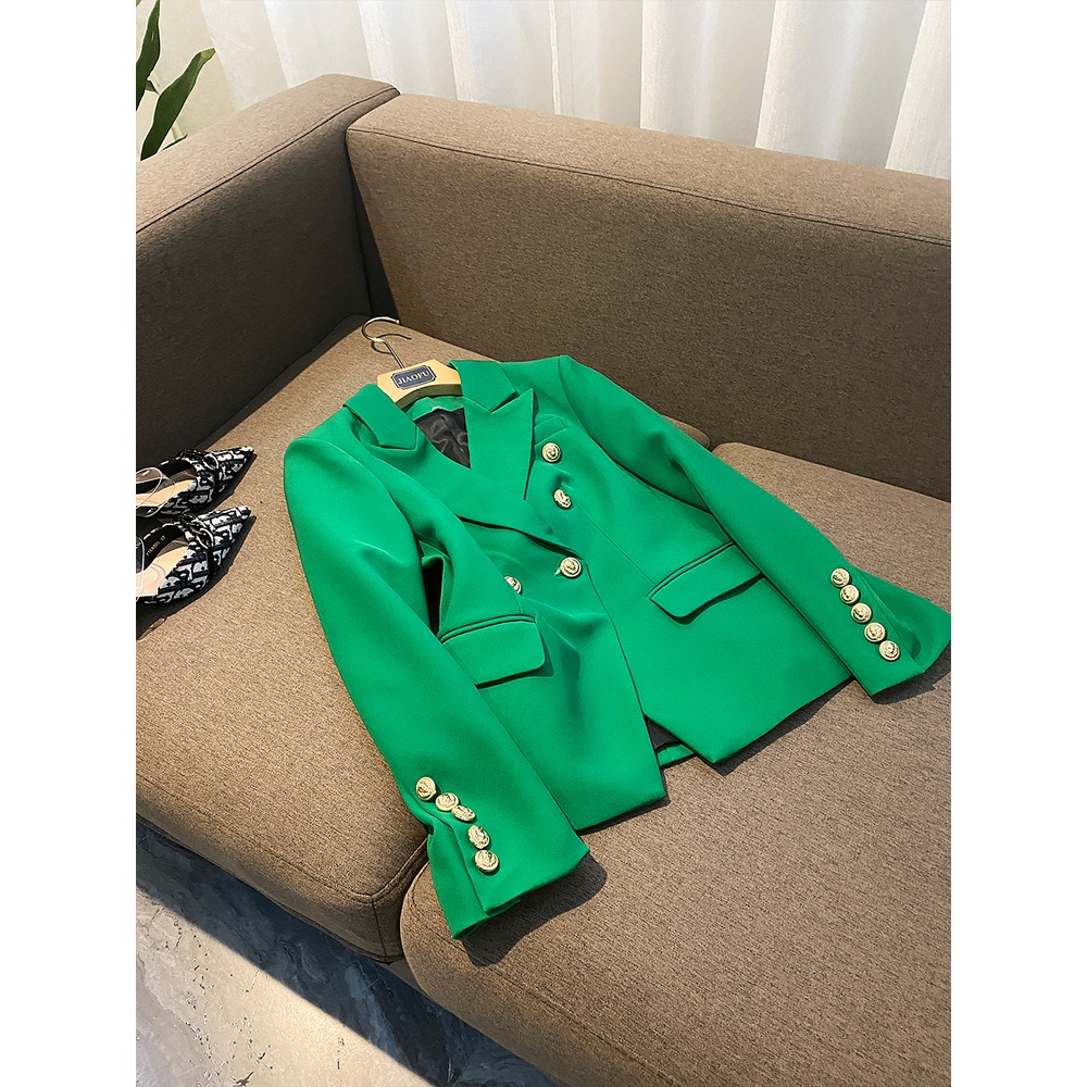 Áo blazer nữ dài tay 6 khuy xanh QUYNH DESIGN, thiết kế thanh lịch, trẻ trung | BigBuy360 - bigbuy360.vn