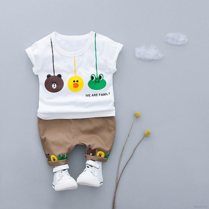 Bộ áo thun ngắn tay in hoạt hình + quần thời trang cho bé trai