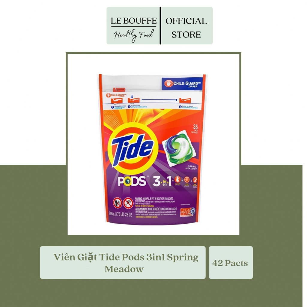 Viên Giặt Xả Siêu Trắng Sáng , Tẩy Sạch Vết Bẩn Tide Pods 3in1 38 viên