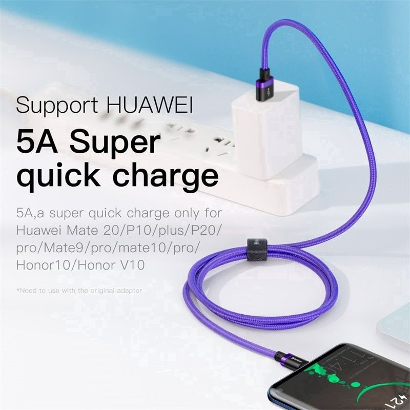Dây cáp sạc nhanh thương hiệu Baseus 5A cổng USB - Type C chất lượng cao cho