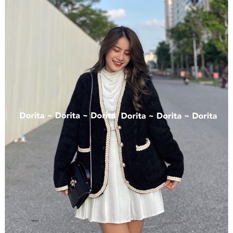 [Ảnh thật/Video] Áo Khoác Dạ Tweed Phong Cách Ulzzang, Áo Khoác dạ cúc ngọc hàng Quảng Châu - Dorita Boutique
