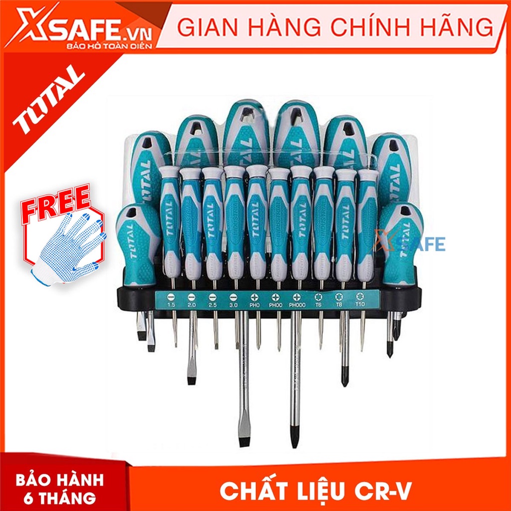 Bộ tua vít đa năng 18 món TOTAL THT250618 đuôi tròn Bộ tuốc nơ vít CR-V không mài mòn, gỉ sét, nhỏ gọn