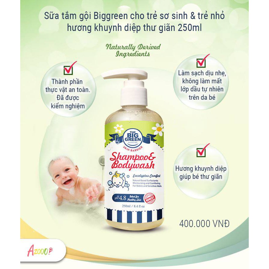 Sữa tắm gội Biggreen cho trẻ sơ sinh & trẻ nhỏ hương khuynh diệp thư giãn 250ml_BG27