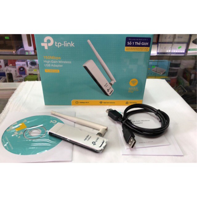 USB thu Wifi TP-Link TL-WN722N Chính hãng (Có anten, 150Mbps)