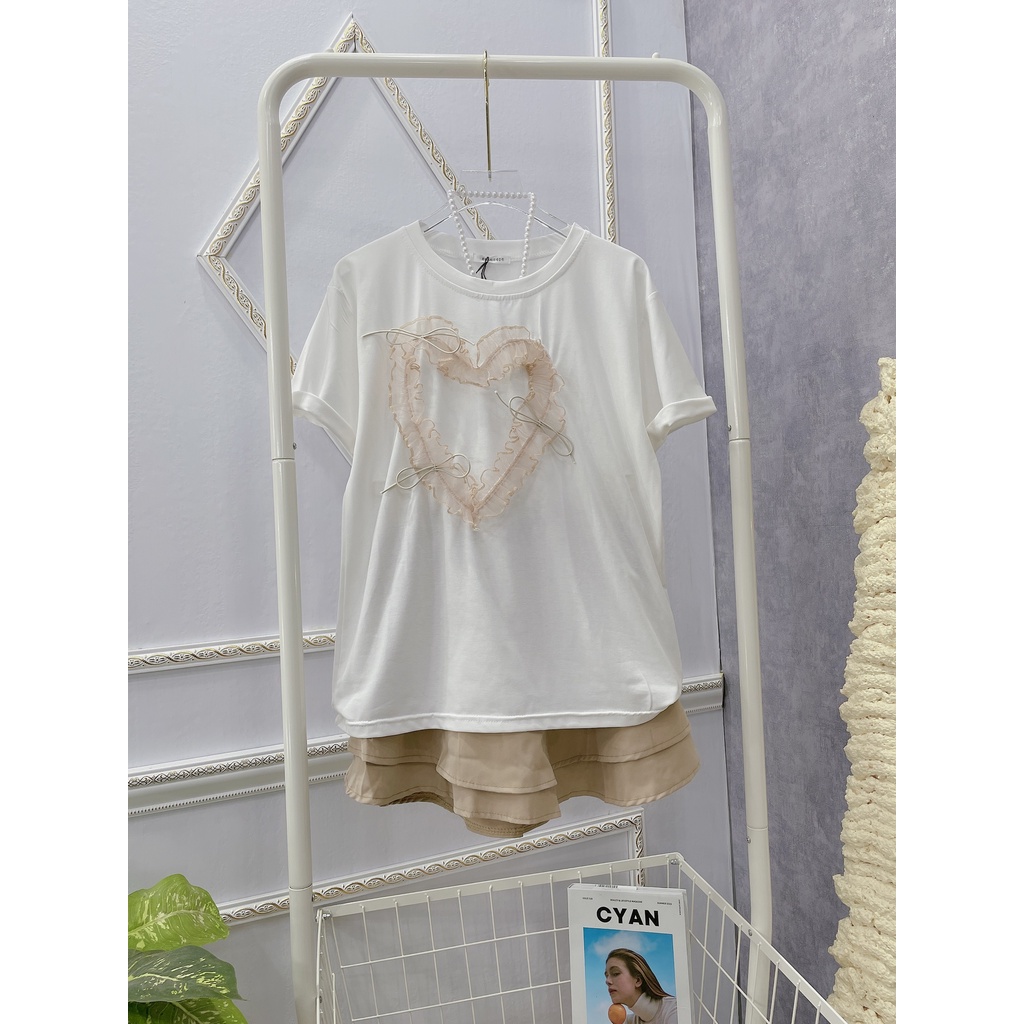 Set áo trái tim chân váy ngắn xòe LT288