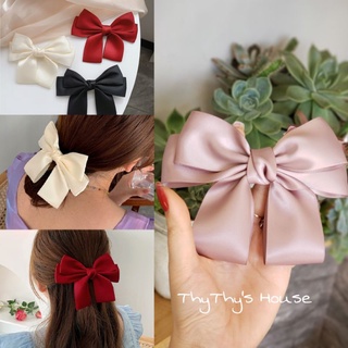 Kẹp tóc nơ lụa satin nữ tính ngọt ngào nhiều màu sắc
