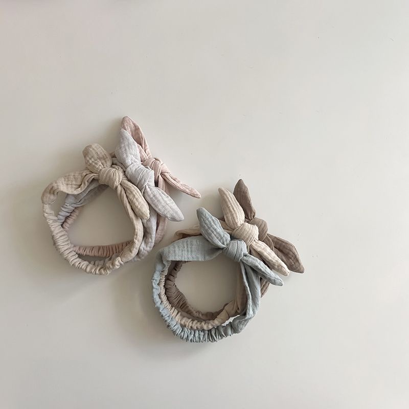 Băng Đô Nơ Tai Thỏ Vải Xô Muslin cho bé gái 0-3 tuổi