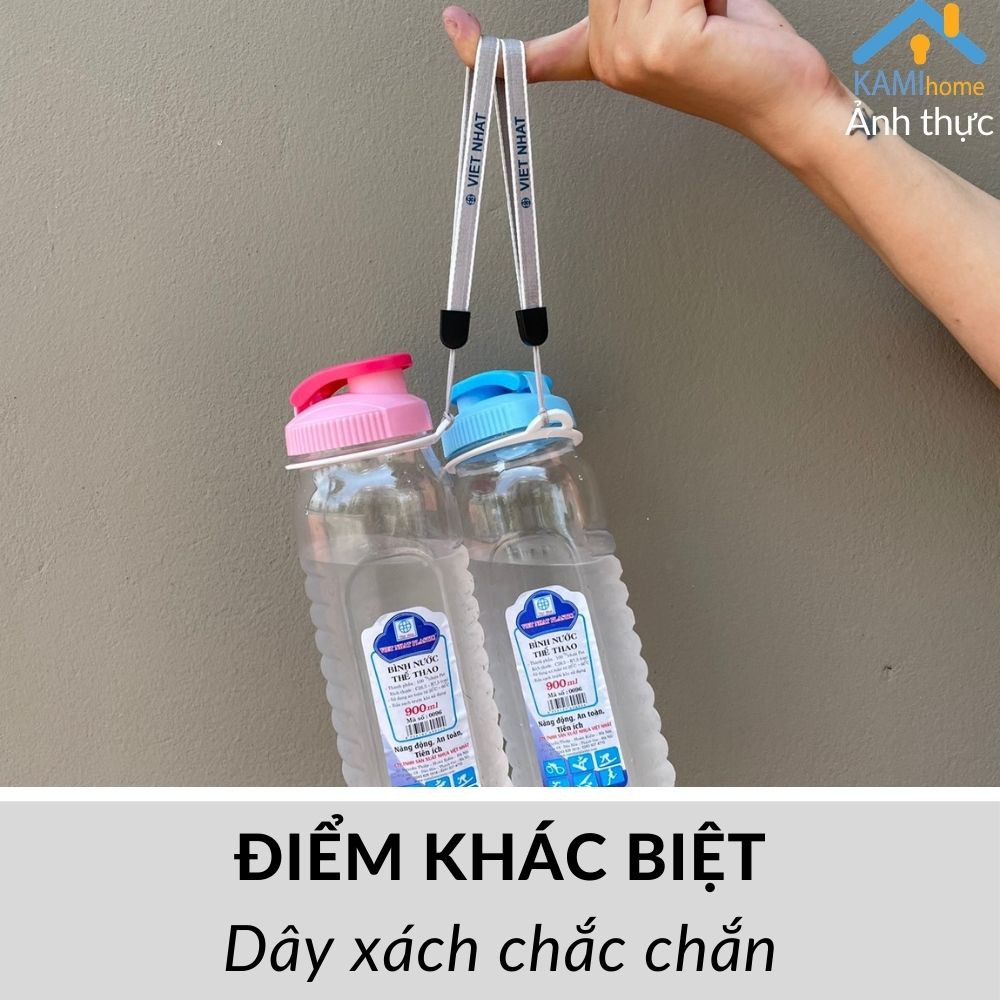 Bình nước tập thể thao Nắp chống tràn nhựa PET cao cấp hàng Việt Nam 900ml Mã 22037