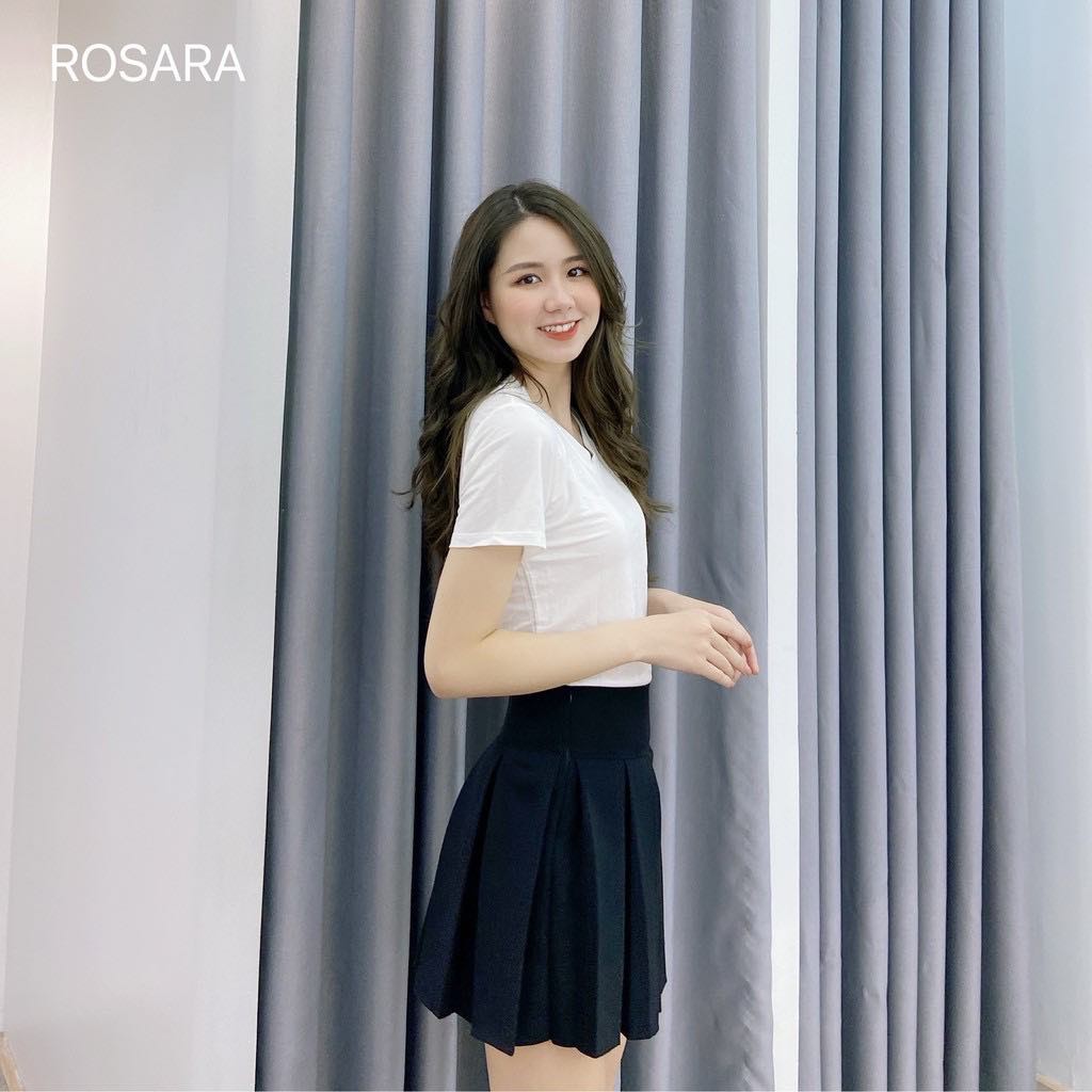 [Mã WASKT410K giảm 10K đơn 50K] Áo phông nữ thời trang cổ tim Rosara phụ kiện Sp82 | BigBuy360 - bigbuy360.vn