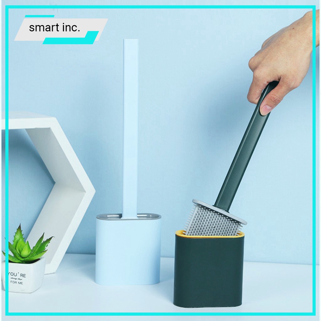 Chổi Cọ Chà Rửa Toilet Bàn Chải Tẩy Rửa Bồn Cầu Silicon Nhà Vệ Sinh Kèm Hộp Đựng Dán Tường