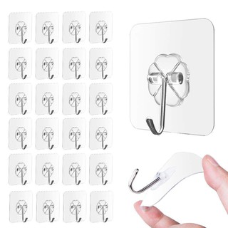 Set 24 Móc Treo Đồ Dạng Hít Tường Trong Suốt Tiện Dụng
