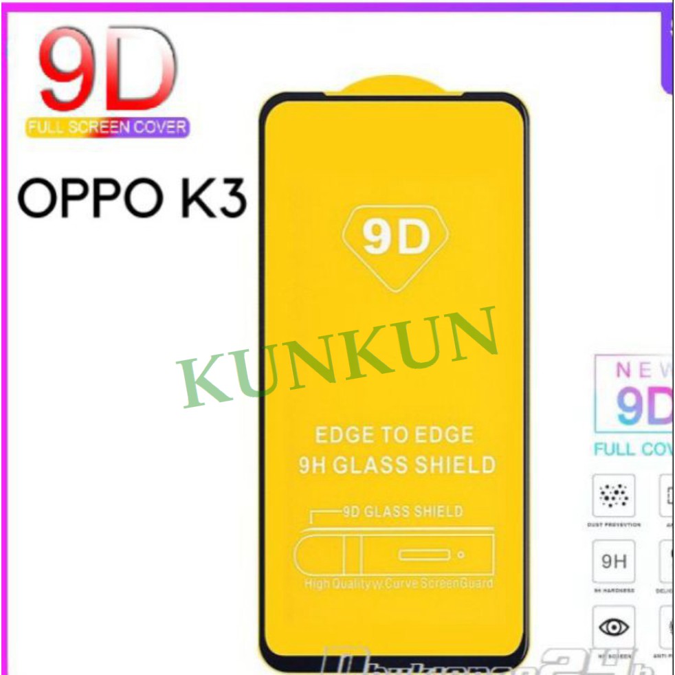 Kính cường lực Full Oppo Reno 3, Reno 2/2F,  F9, F15, A7, A8, A91, A12, A3s, A1s, K3, A32 - Full màn hình - Độ cứng 9H