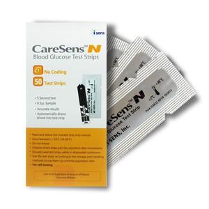 (Date xa) QUE THỬ ĐƯỜNG HUYẾT CareSens N (Hộp 50 que) TẶNG 10 KIM