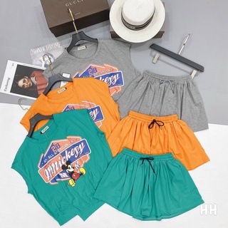 OK TH1. Set bộ cotton form thụng rộng quần giả váy dưới 65kg