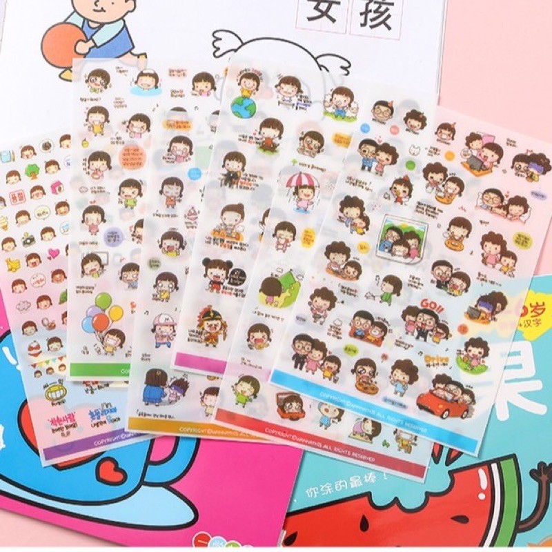 Sét 100 sticker cute ( có sẵn) Trang Trí Sổ Kế Hoạch, Nhật Ký - Phong Cách Hàn Quốc