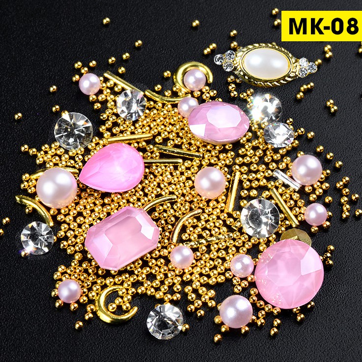 Charm Trang Trí Móng Tay Hỗn Hợp Đá Kim Loại MK (C18)