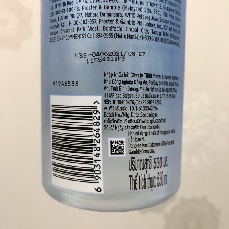 Dầu Gội Pantene Pro-V Micellar Scalp Shampoo Làm Sạch Sâu Chiết Xuất Tảo Biển 530ml