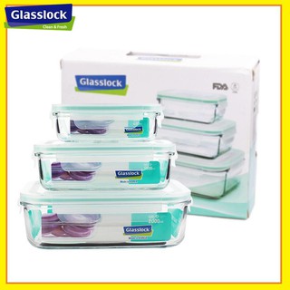 Set 3 hộp bảo quản thực phẩm thủy tinh Glasslock-  GL1044