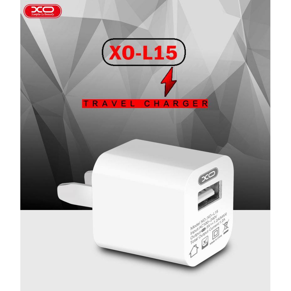 Củ sạc vuông XO L15 - 1.2A