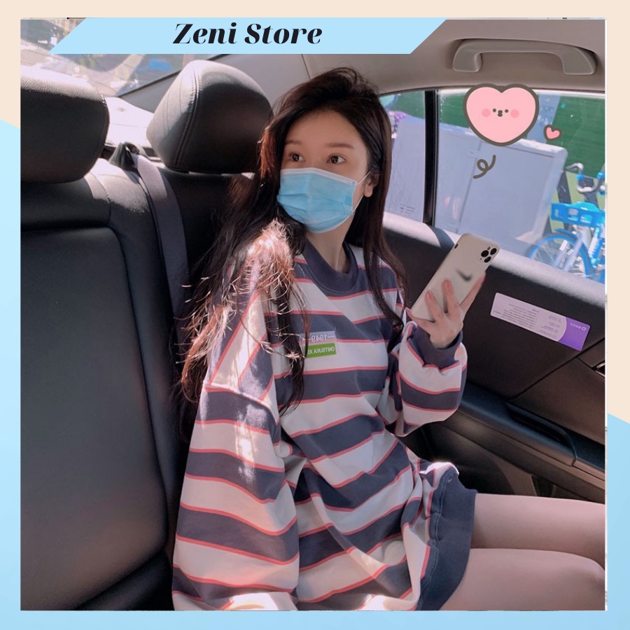 [ 𝗦𝗜𝗘̂𝗨 𝗚𝗜𝗔̉𝗠 𝗚𝗜𝗔́ ]  ÁO SWEATER NỮ KẺ NGANG TAY DÀI FORM RỘNG UNISEX Nhiên Trần sneaker unisex | BigBuy360 - bigbuy360.vn