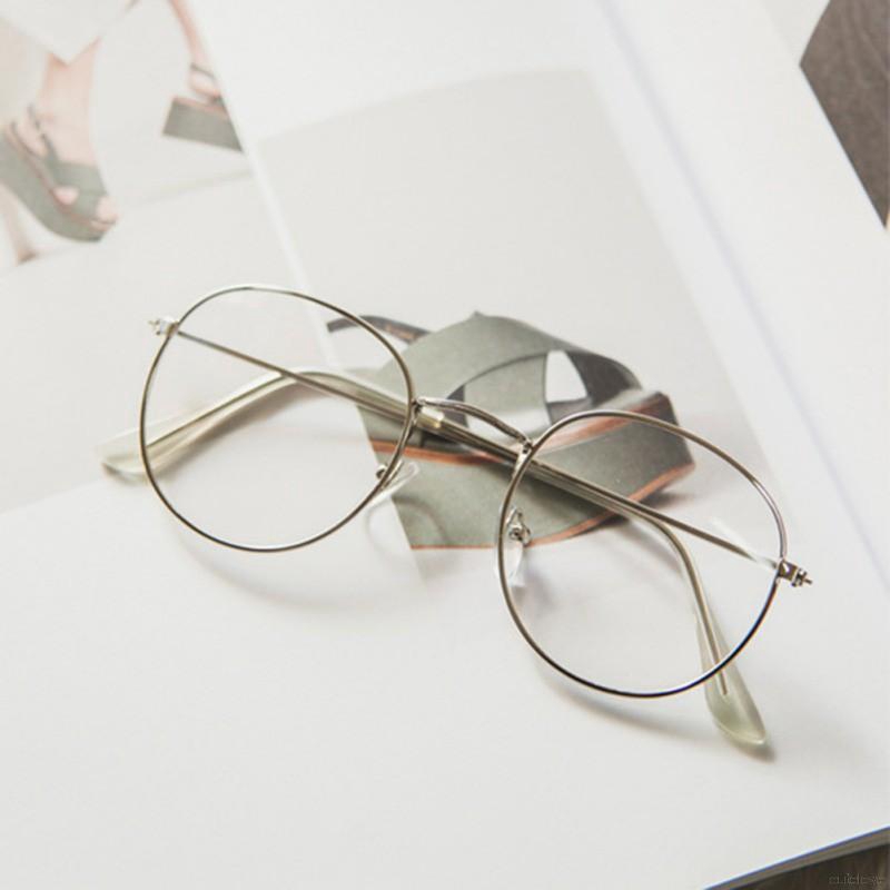 New Women Classic Vintage Round Lens Flat Myopia Optical Mirror Simple Metal Unisex Glasses Frame
