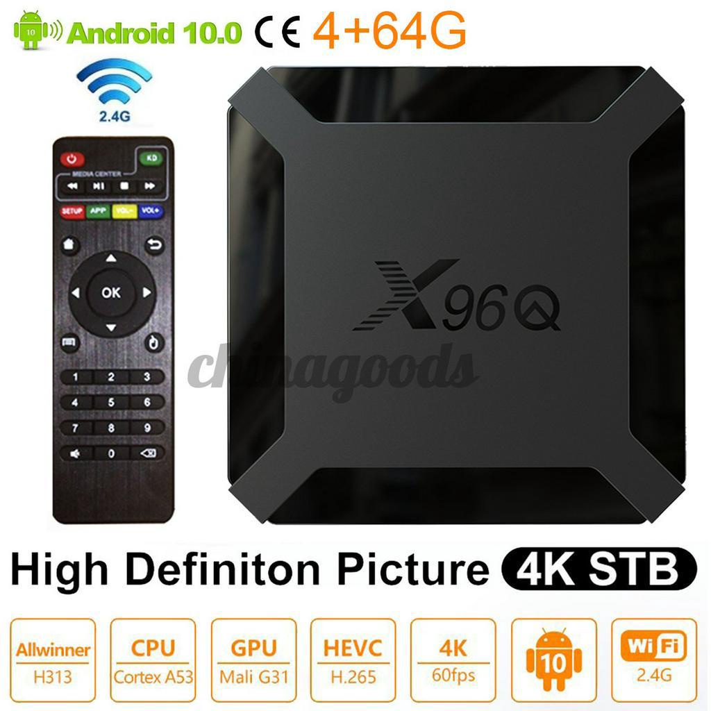 Hộp giải mã TV khuếch đại âm thanh 4G+64GB 4k X96Q Android 10.0 H313 2.4g Wifi