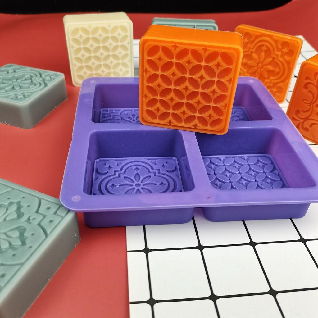Khuôn Silicone Tạo Hình Làm Bánh Trung Thu Hình Vuông 3D