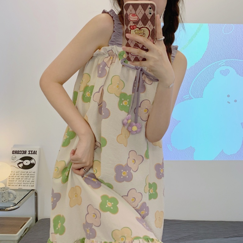 HÀNG SẴN_CÓ BIGSIZE _Đầm Ngủ Hai Dây Cotton Lanh Xốp Basic Hè 2022 | BigBuy360 - bigbuy360.vn